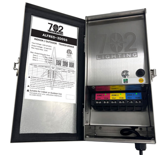 702 Lighting 300W low voltage landscape lighting transformer. ALFRED-300SS
