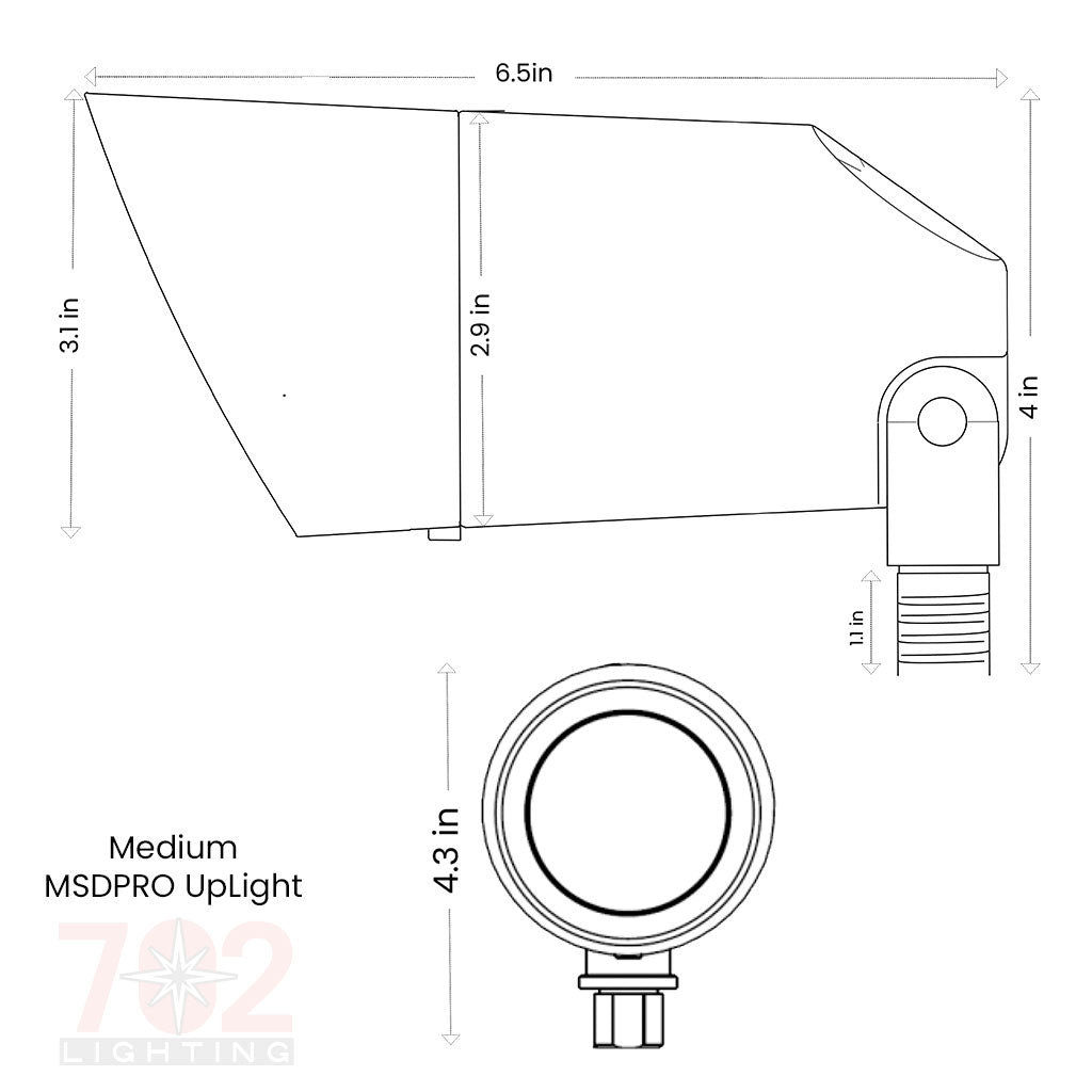 Medium MSDPRO / CCT Adjustable Brass Uplight • 13W,  2700/3000K • 60° Beam