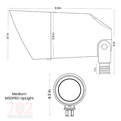 Medium MSDPRO / CCT Adjustable Brass Uplight • 13W,  2700/3000K • 60° Beam